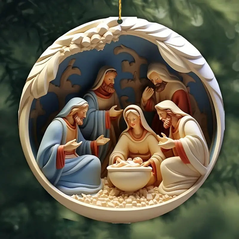 Nativity Scene 12 Pieces Wooden Decorations 8CM