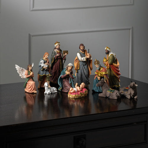 Traditional Nativity Scene and Three Wise Men Set with 11 Pieces
