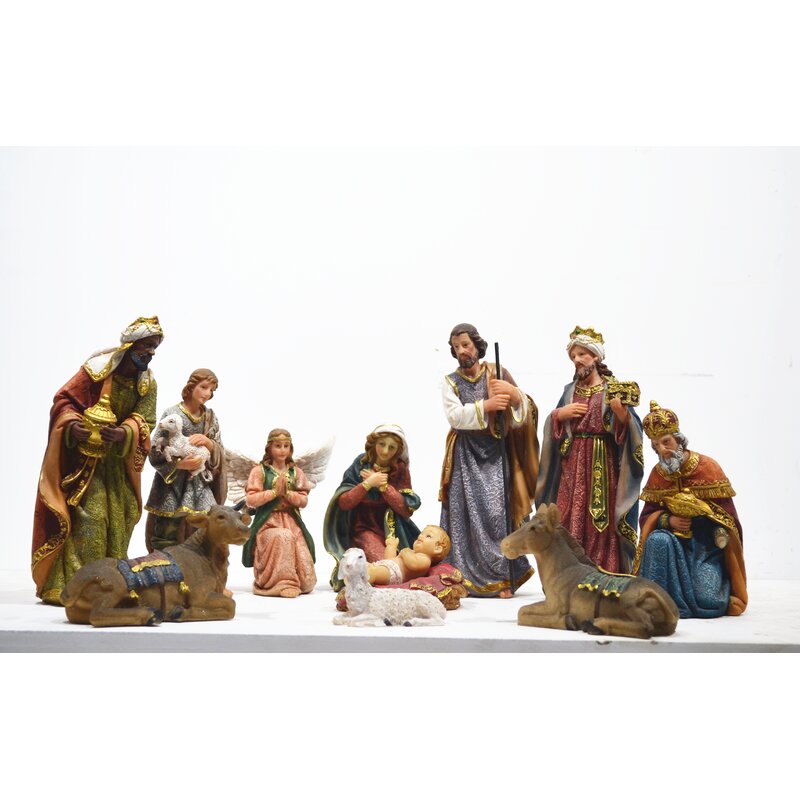 Traditional Nativity Scene and Three Wise Men Set with 11 Pieces