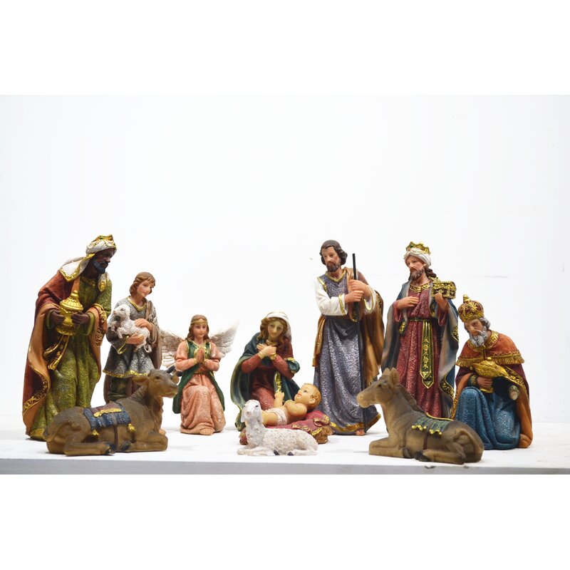 Traditional Nativity Scene and Three Wise Men Set with 11 Pieces