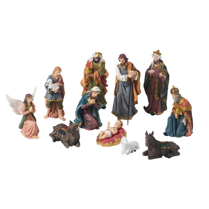Traditional Nativity Scene and Three Wise Men Set with 11 Pieces