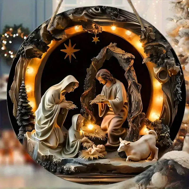Resin Nativity Scene Handmade Christmas Wreath