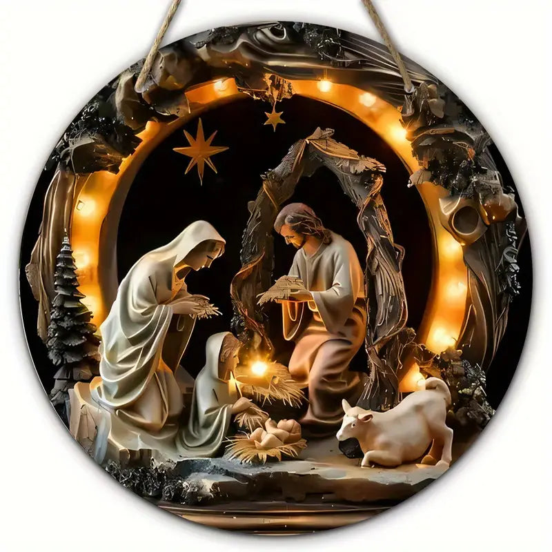 Resin Nativity Scene Handmade Christmas Wreath