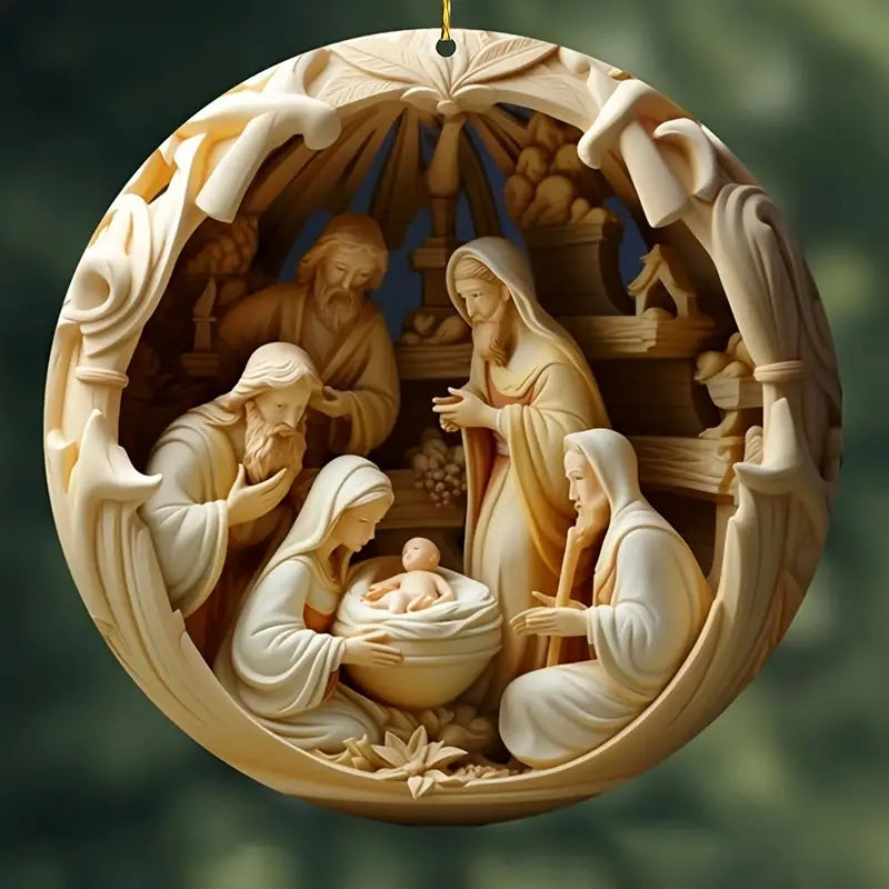 Nativity Scene 12 Pieces Wooden Decorations 8CM