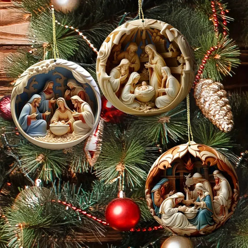 Nativity Scene 12 Pieces Wooden Decorations 8CM
