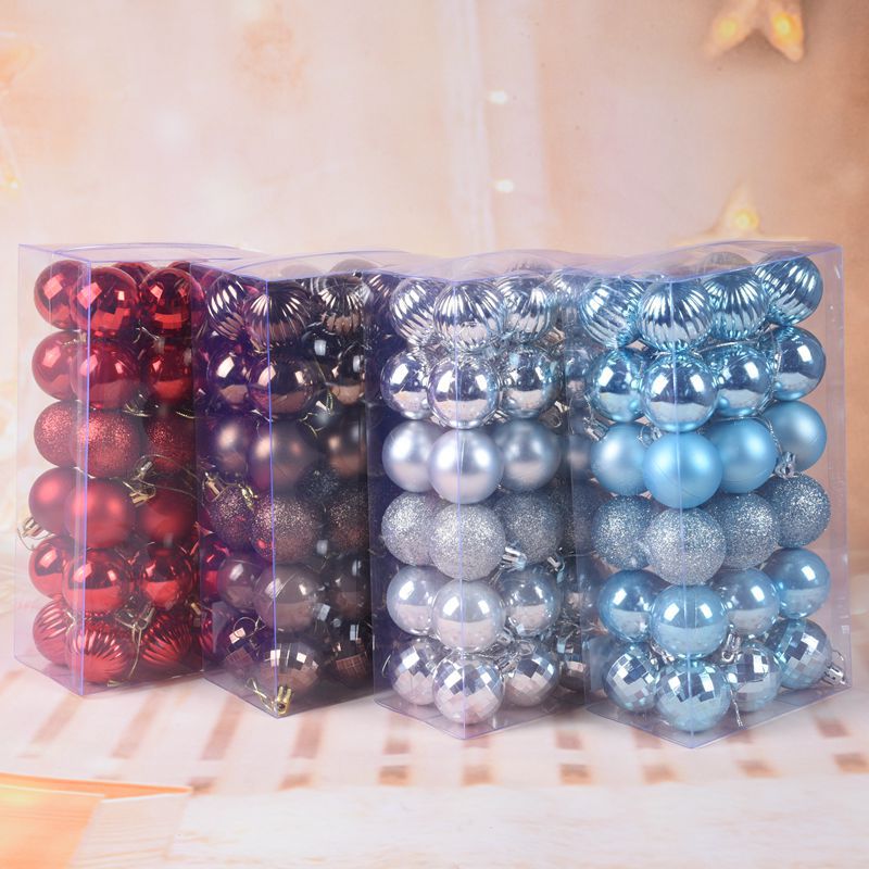 Christmas Decoration / 4cm 36 Pieces Colorful Christmas Balls with Glitter