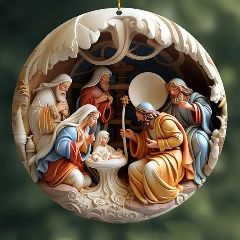 Nativity Scene 12 Pieces Wooden Decorations 8CM