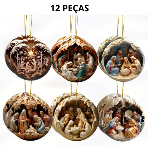 Nativity Scene 12 Pieces Wooden Decorations 8CM