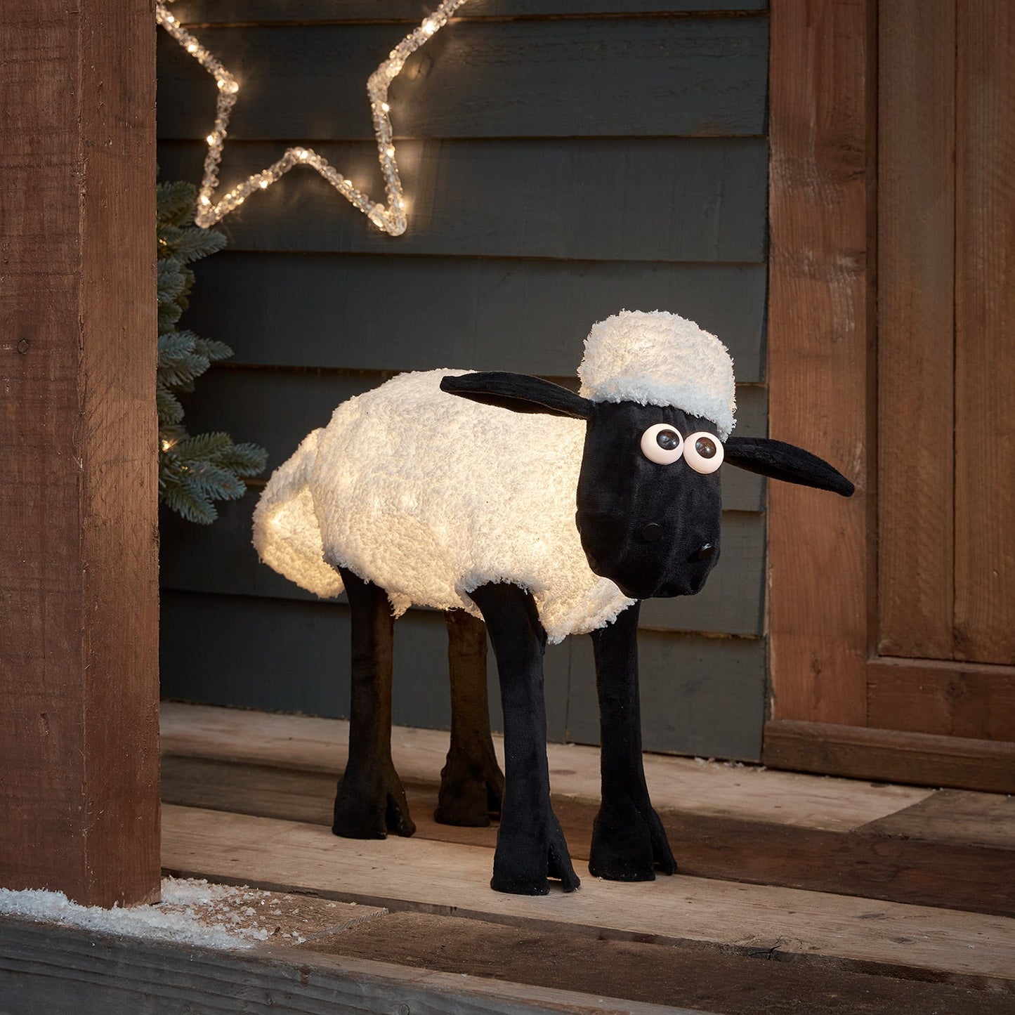 Illuminated Black Sheep Christmas Figure (Shaun the Sheep)