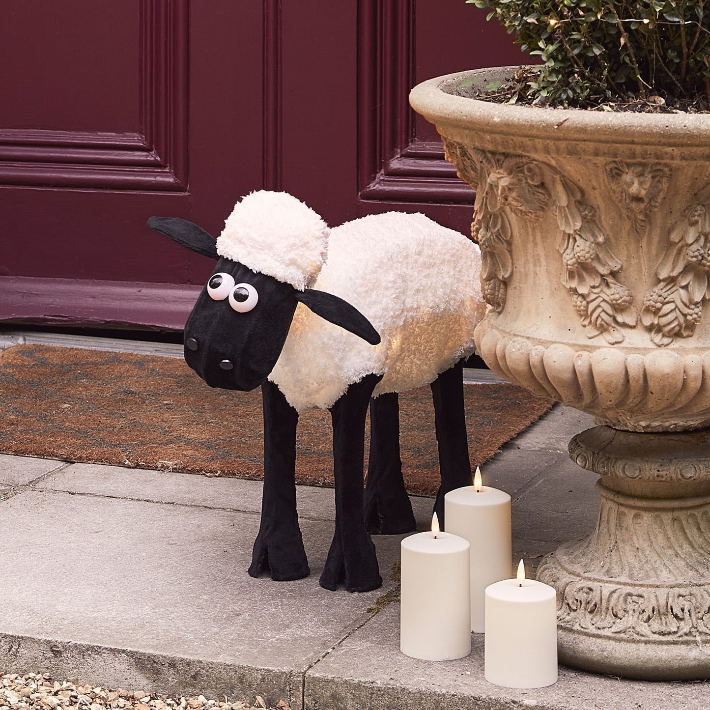 Illuminated Black Sheep Christmas Figure (Shaun the Sheep)