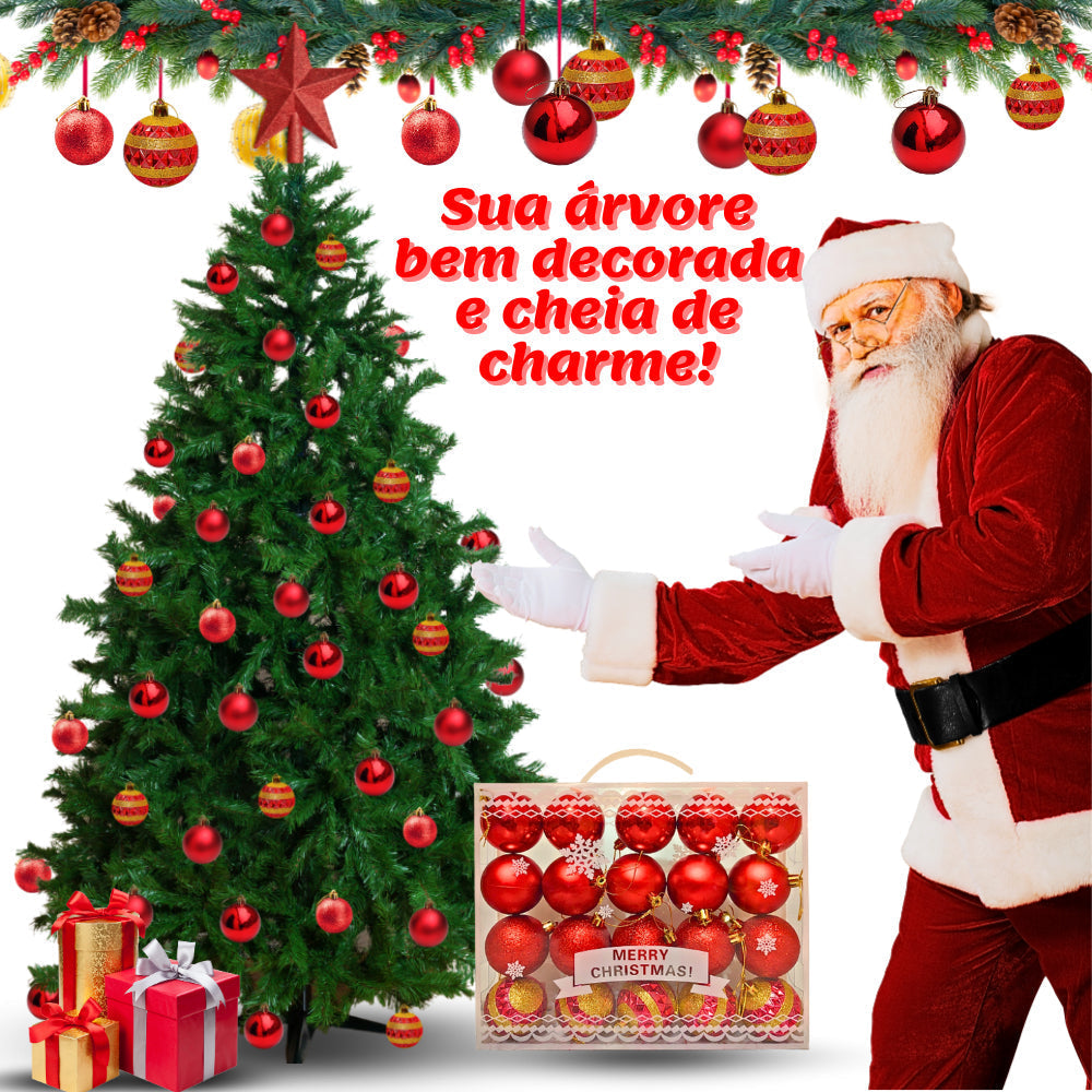 Kit of 20 Large Christmas Balls 6cm Decorated Smooth Matte with Glitter