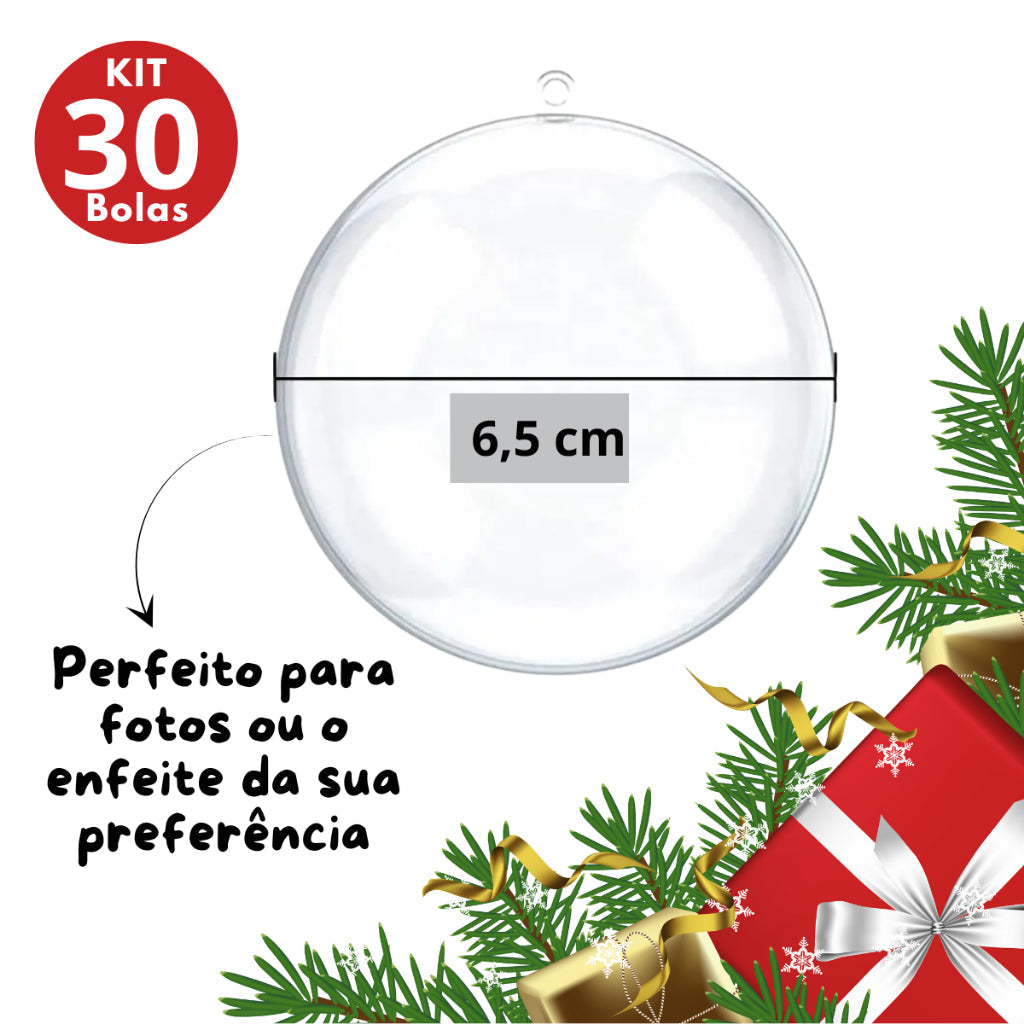 30 Christmas Balls Acrylic Sphere for photos and souvenirs 6.5cm