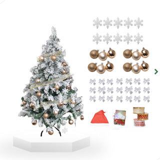 Complete Decorated Snowy Christmas Tree + 60 Ornaments