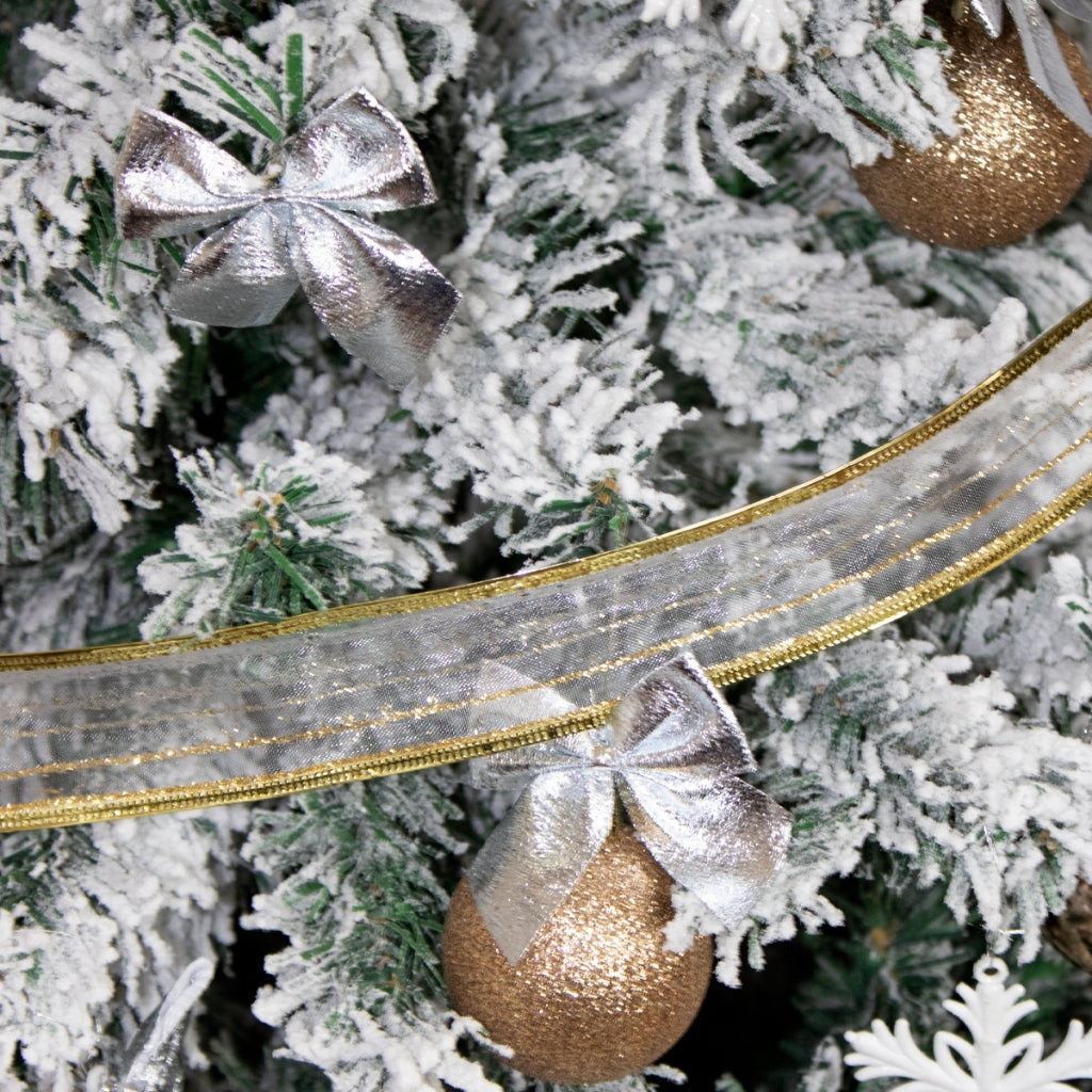 Complete Decorated Snowy Christmas Tree + 60 Ornaments