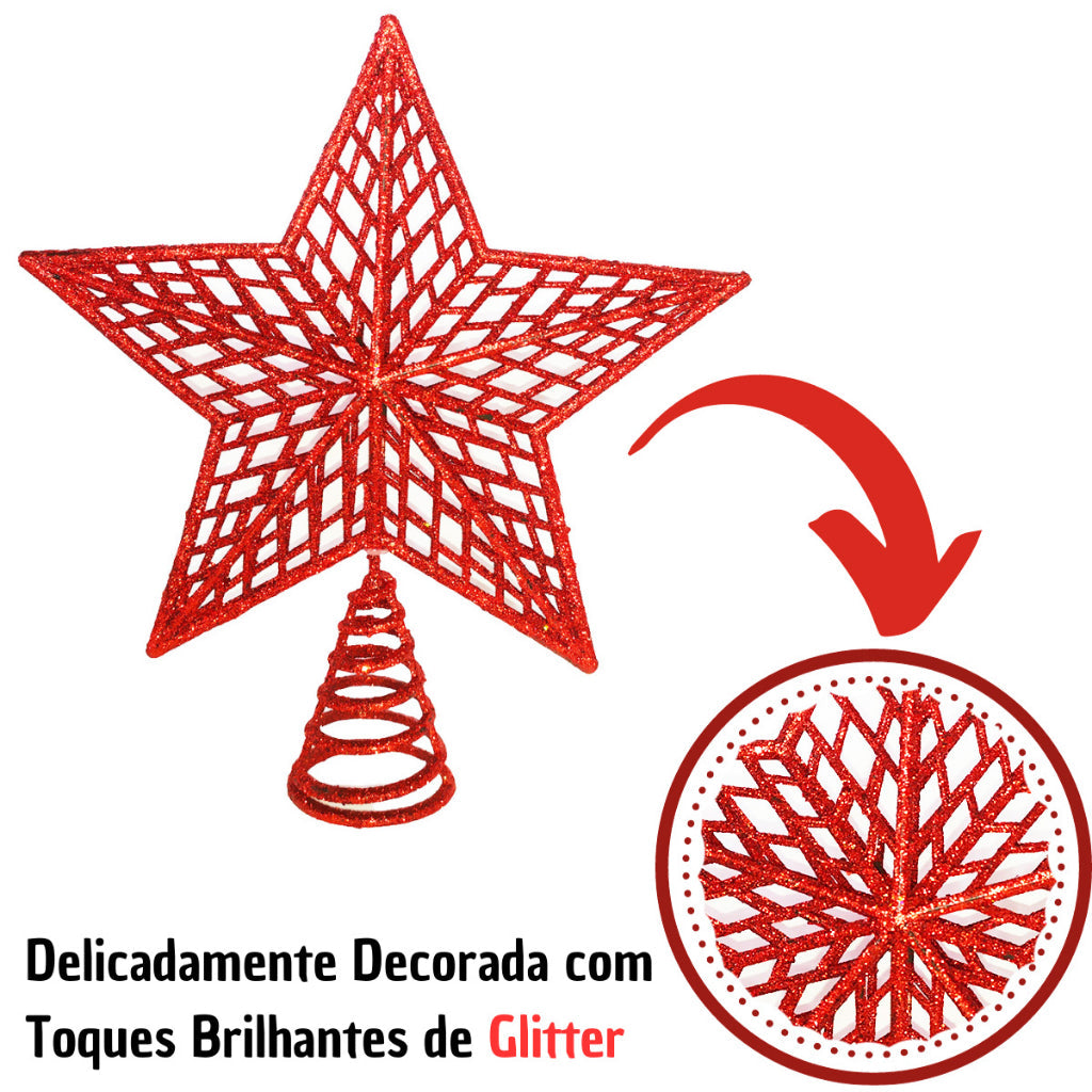 20cm Christmas Star with Shiny Glitter Tip for Tree Decoration