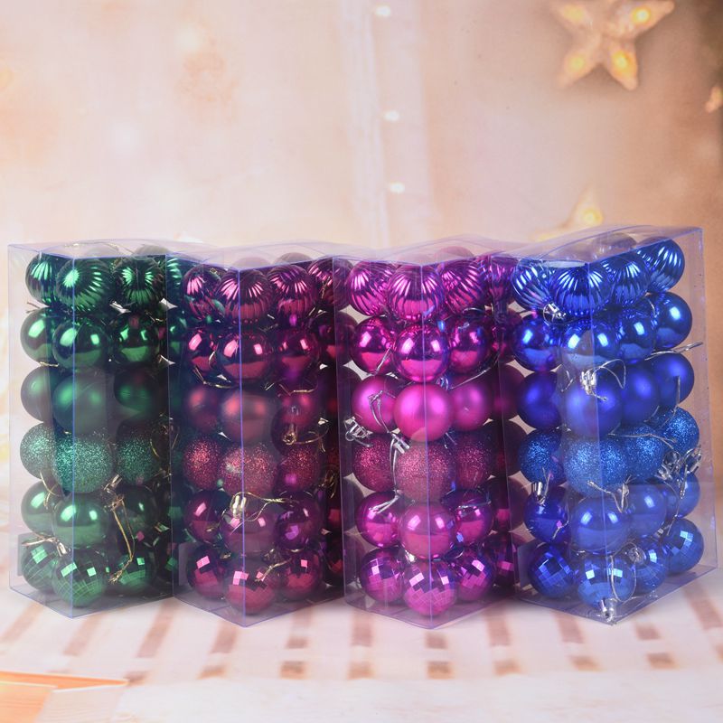 Christmas Decoration / 4cm 36 Pieces Colorful Christmas Balls with Glitter