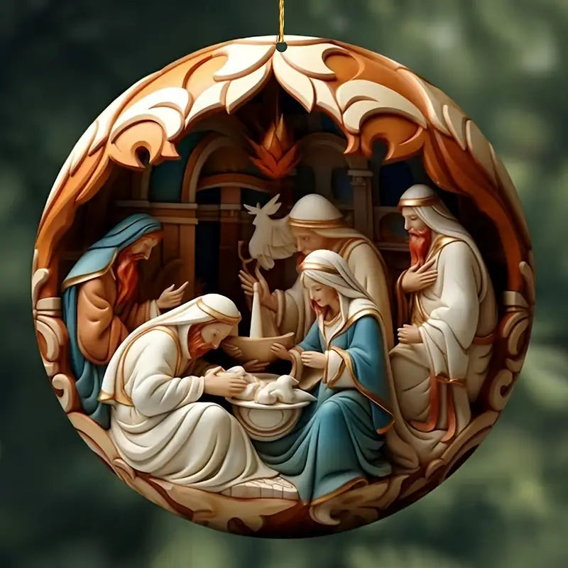 Nativity Scene 12 Pieces Wooden Decorations 8CM