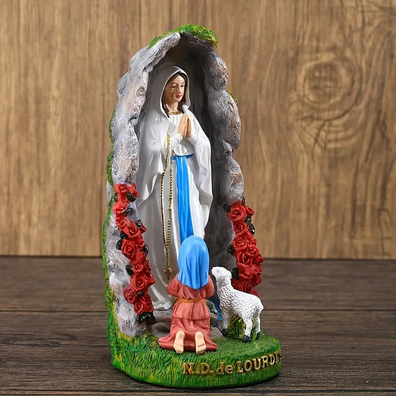 Resin Nativity Scene of the Virgin Mary & Saint Bernard