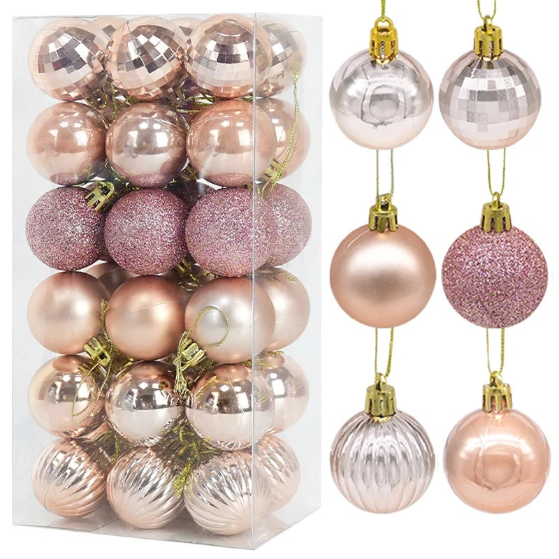 Christmas Decoration / 4cm 36 Pieces Colorful Christmas Balls with Glitter