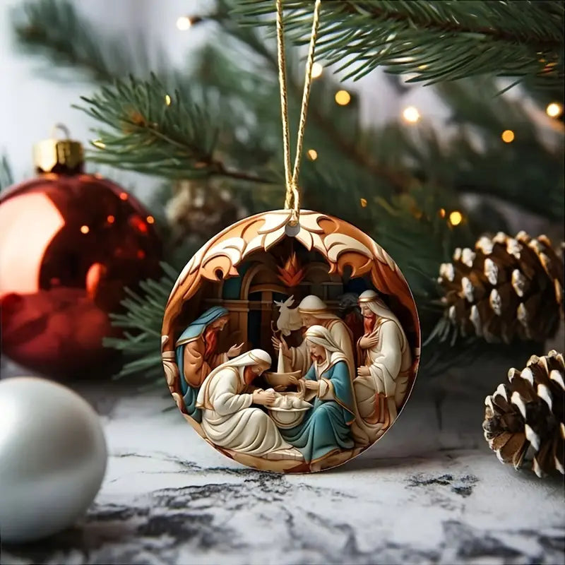 Nativity Scene 12 Pieces Wooden Decorations 8CM