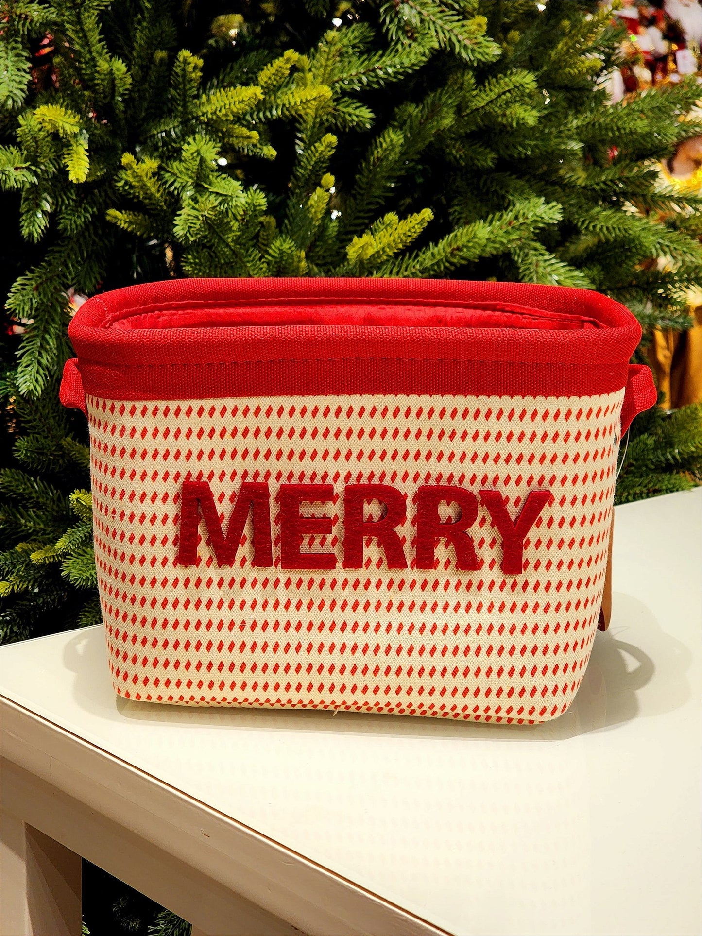 MERRY DECORATED BASKET WITH 25CM HANDLE