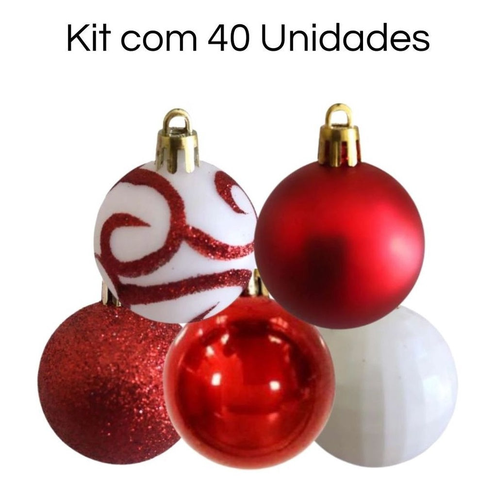 40 Assorted 5cm Master Christmas Balls Red/Rose