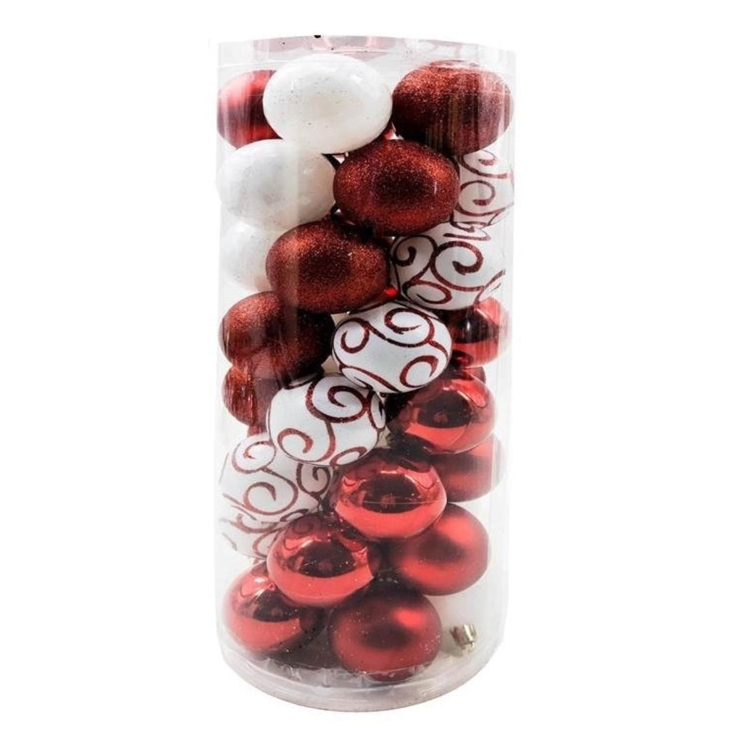 40 Assorted 5cm Master Christmas Balls Red/Rose