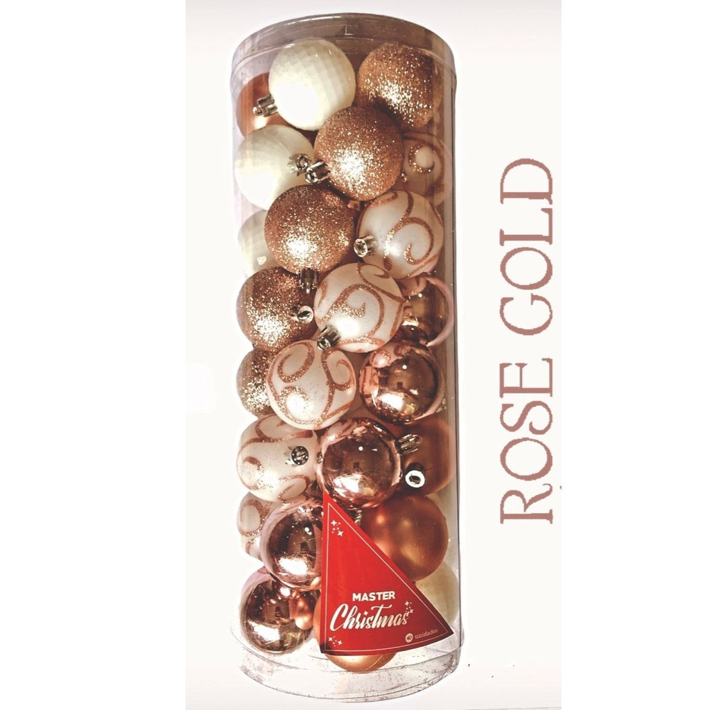 40 Assorted 5cm Master Christmas Balls Red/Rose