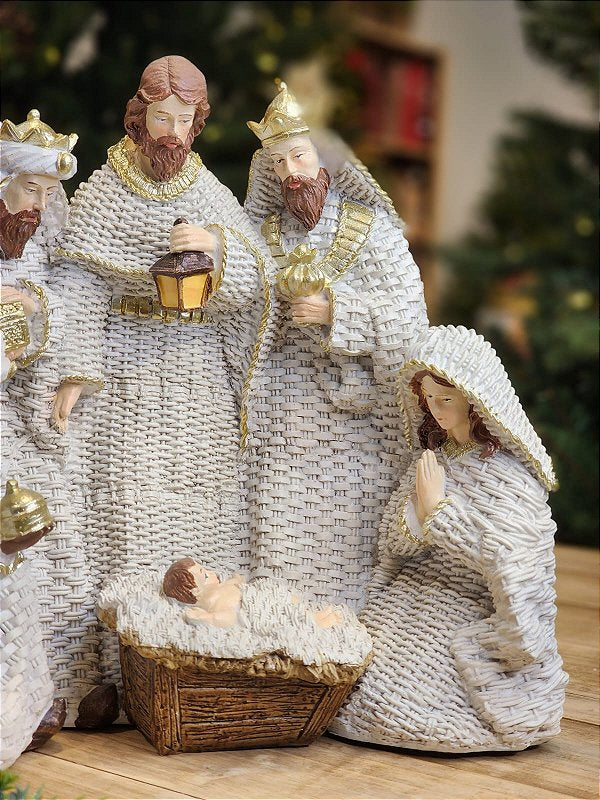 WHITE RESIN NATIVITY SCENE