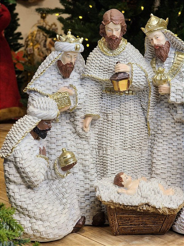 WHITE RESIN NATIVITY SCENE