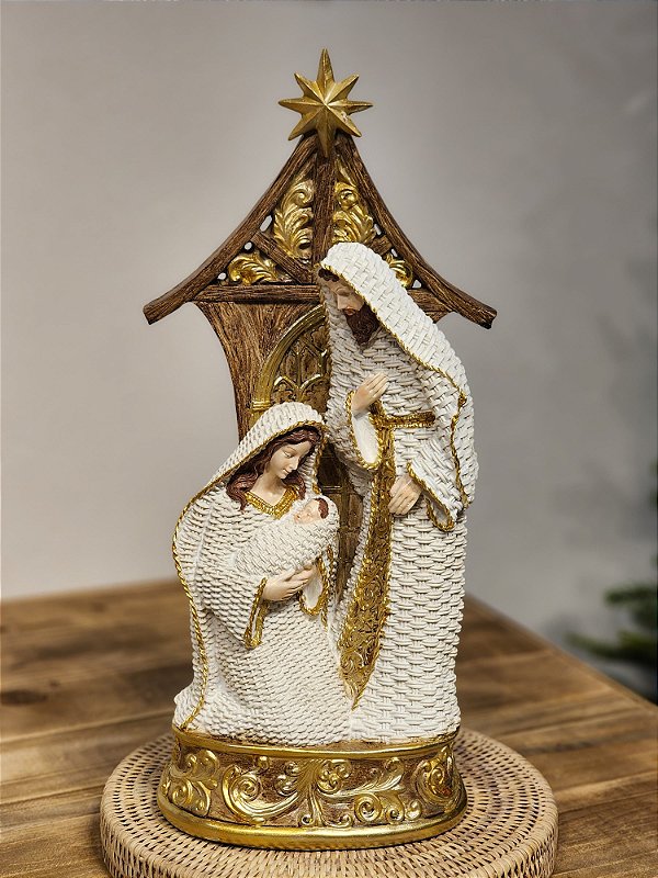 HOLY FAMILY IN WHITE RESIN