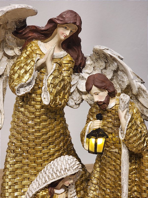 HOLY FAMILY GOLD RESIN WITH LED