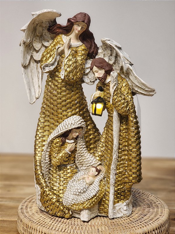 HOLY FAMILY GOLD RESIN WITH LED