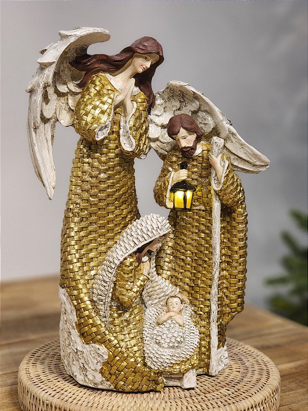 HOLY FAMILY GOLD RESIN WITH LED