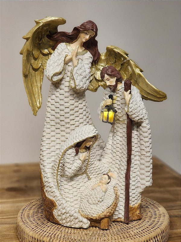 HOLY FAMILY WHITE RESIN WITH LED