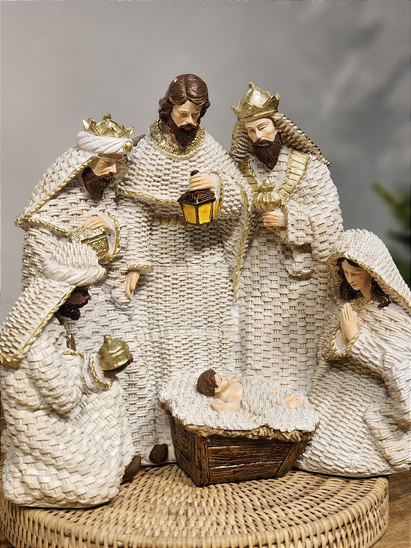 WHITE RESIN NATIVITY SCENE