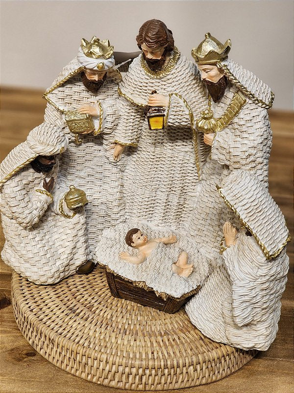 WHITE RESIN NATIVITY SCENE