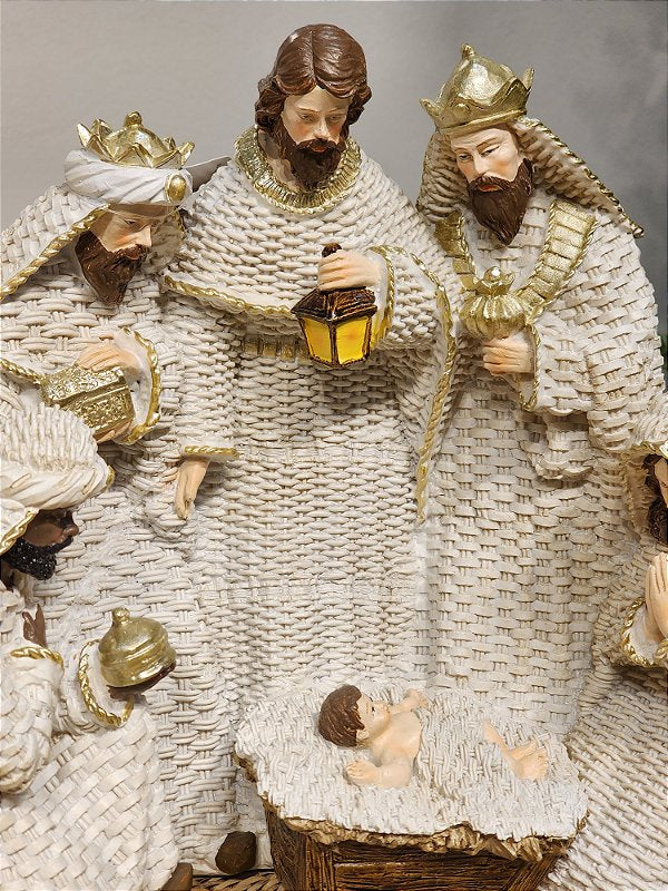 WHITE RESIN NATIVITY SCENE