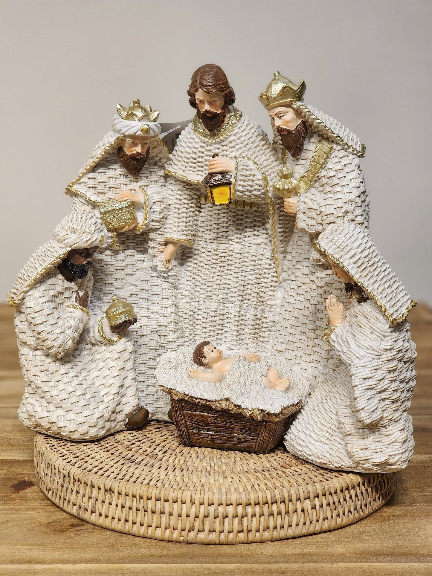 WHITE RESIN NATIVITY SCENE