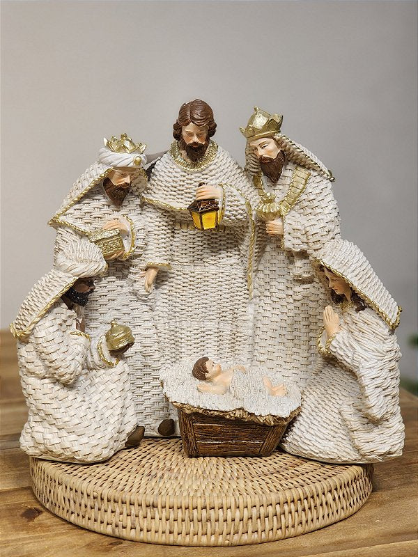 WHITE RESIN NATIVITY SCENE