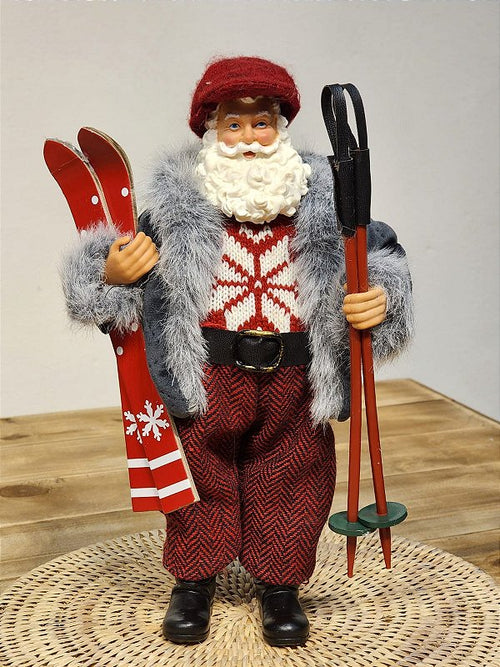 SKIING SANTA CLAUS - COLLECTIBLE - 28CM