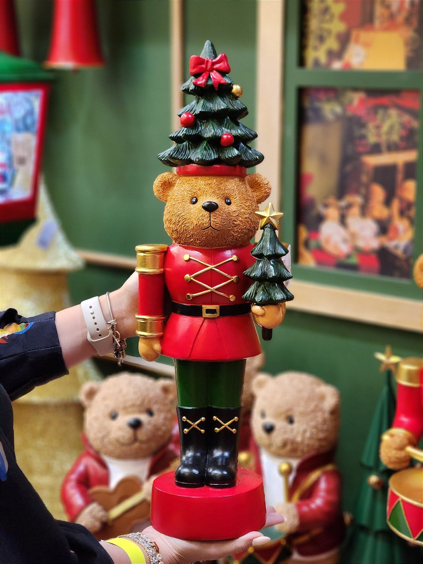 RED AND GREEN RESIN NUTCRACKER BEAR 51.5CM