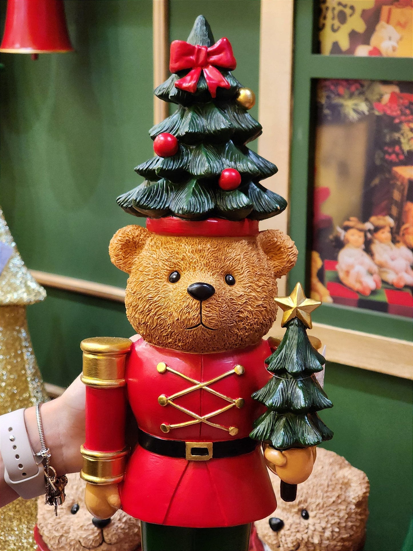 RED AND GREEN RESIN NUTCRACKER BEAR 51.5CM