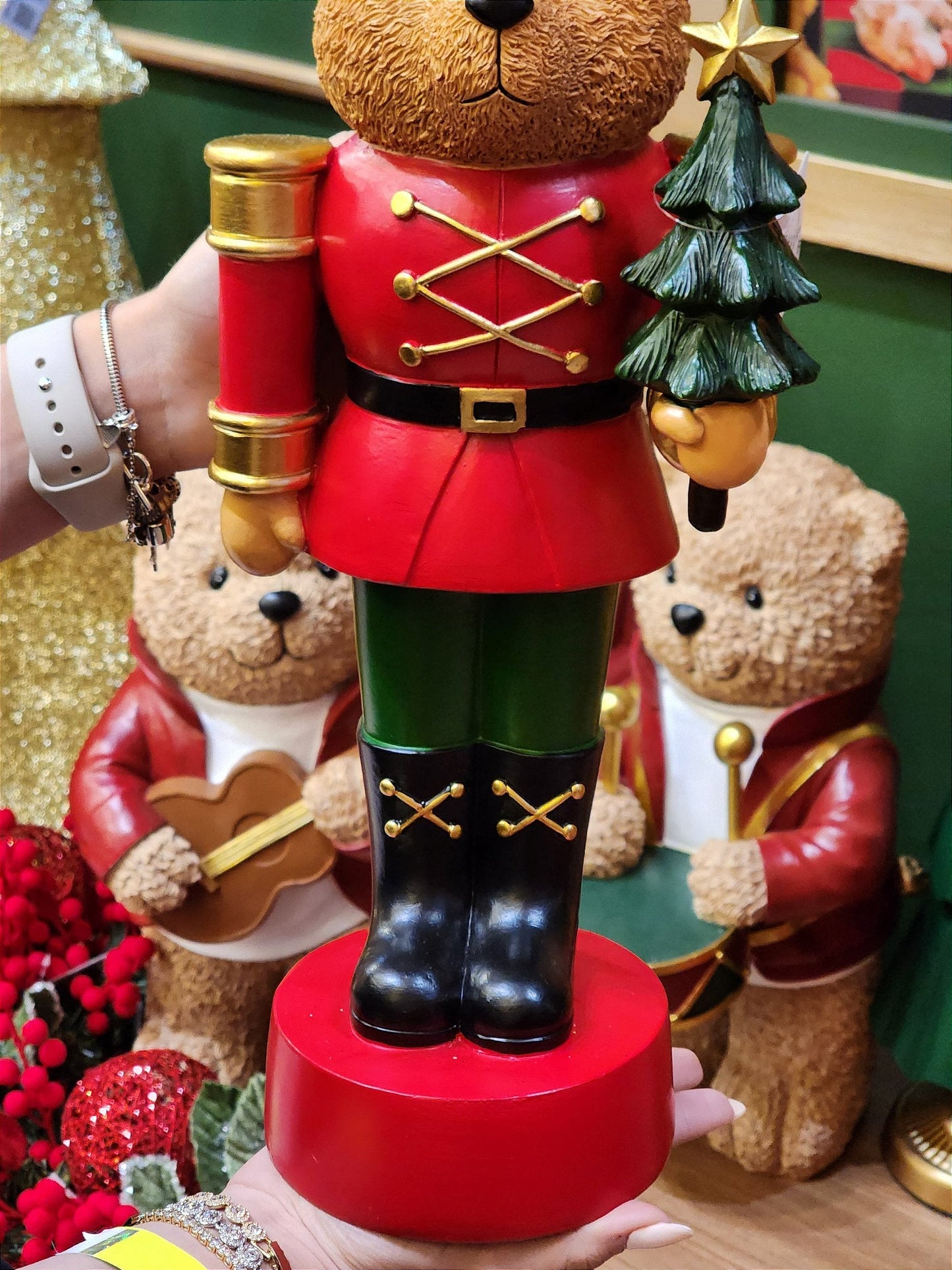 RED AND GREEN RESIN NUTCRACKER BEAR 51.5CM