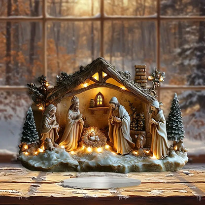 Resin Nativity Scene Little King with LED