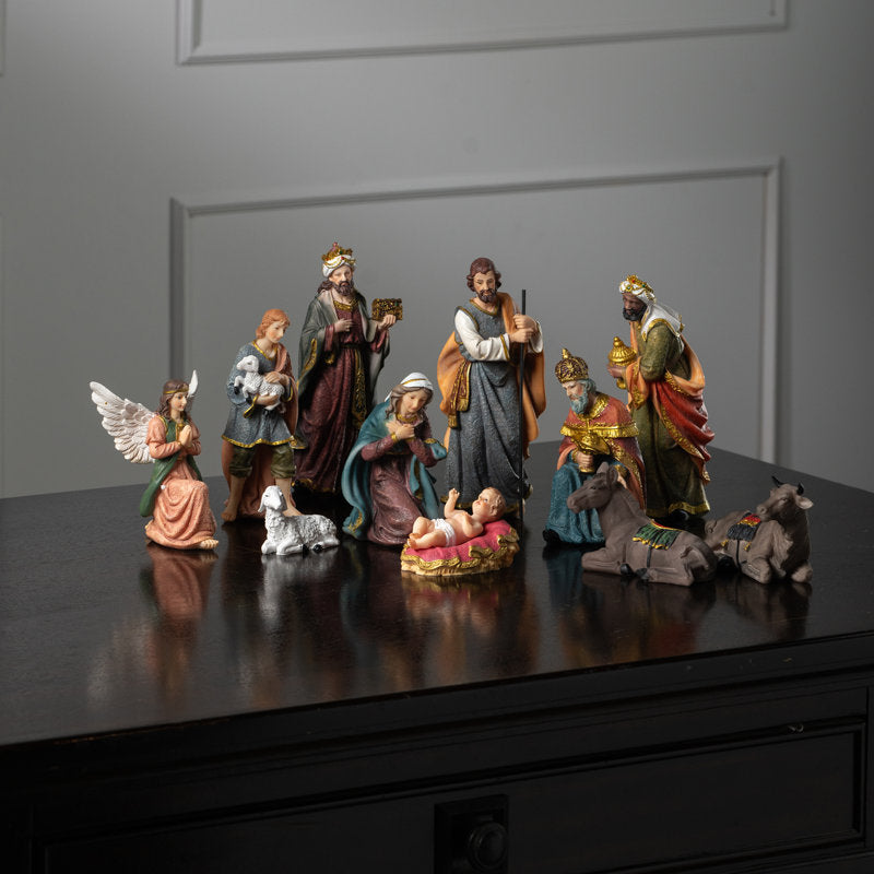 Traditional Nativity Scene and Three Wise Men Set with 11 Pieces