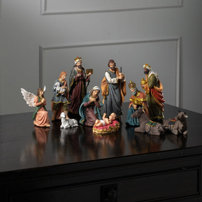 Traditional Nativity Scene and Three Wise Men Set with 11 Pieces