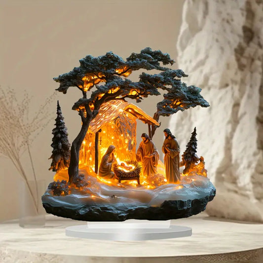 Bohemian Style Resin Nativity Scene with LED