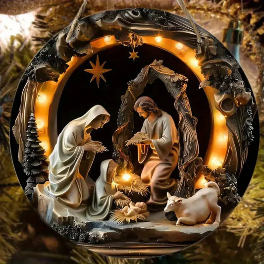 Resin Nativity Scene Handmade Christmas Wreath