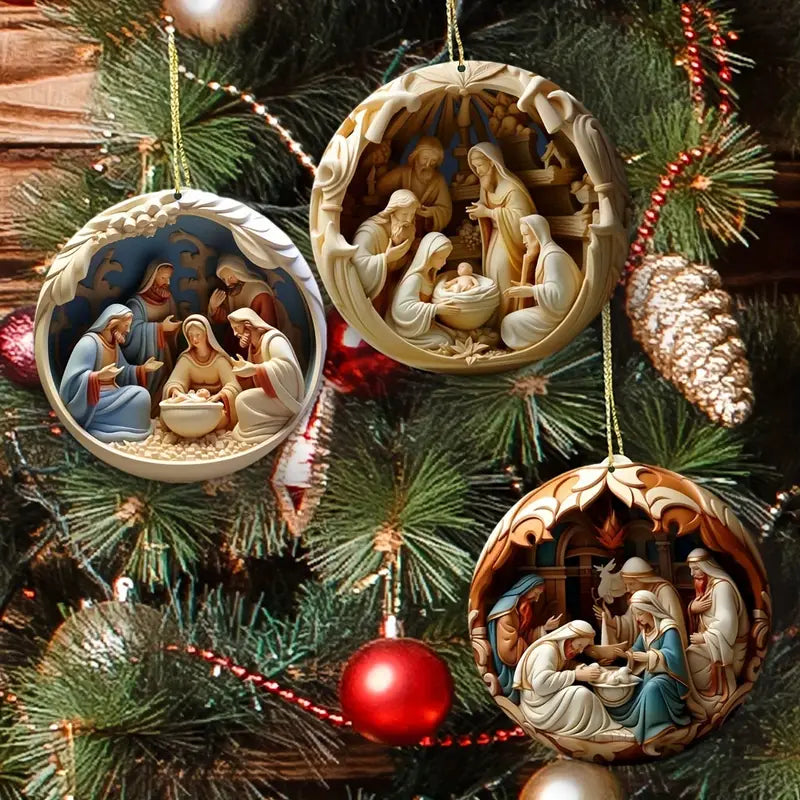 Nativity Scene 12 Pieces Wooden Decorations 8CM